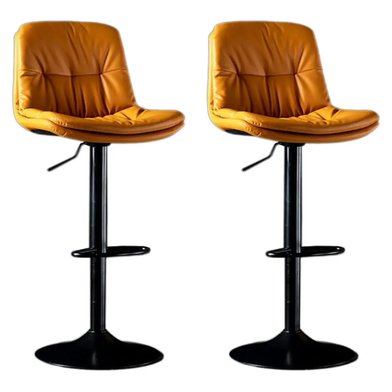 Adjustable Leather Low Back Swivel Bar Stool
