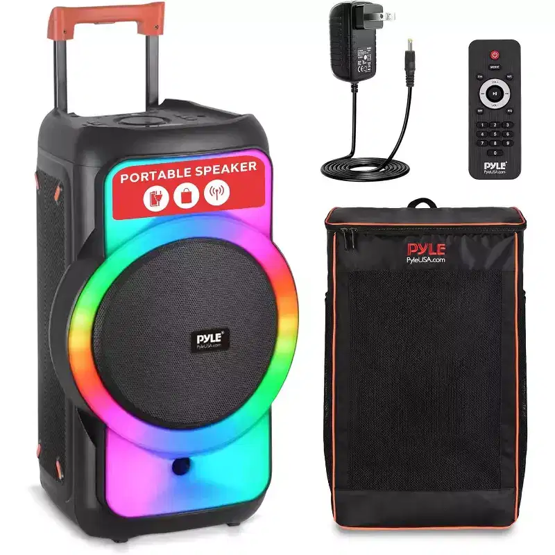 Pyle 12 Wireless Bluetooth PA Speaker System with Karaoke and Party Lights - PPHP1979