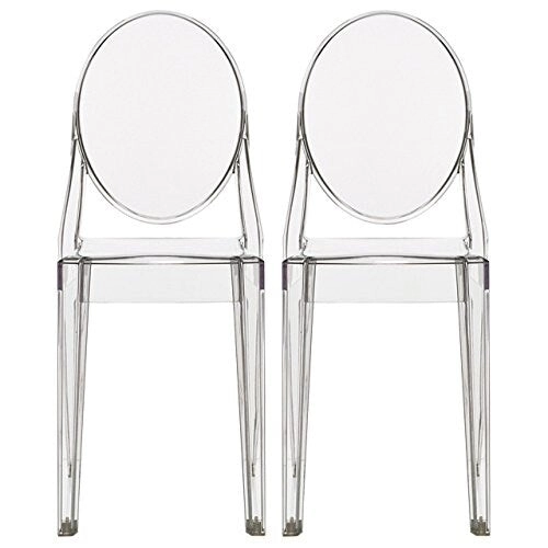 Stackable Mid Century Modern Crystal Clear Side Chairs Dining Living Room Transparent No Arms Accent Desk