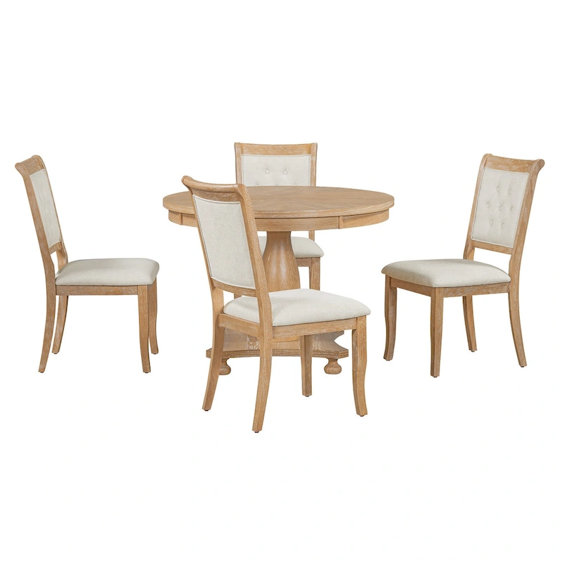 Lak Retro 5-Piece Dining Sets with Upholstered Chairs by GDFStudio