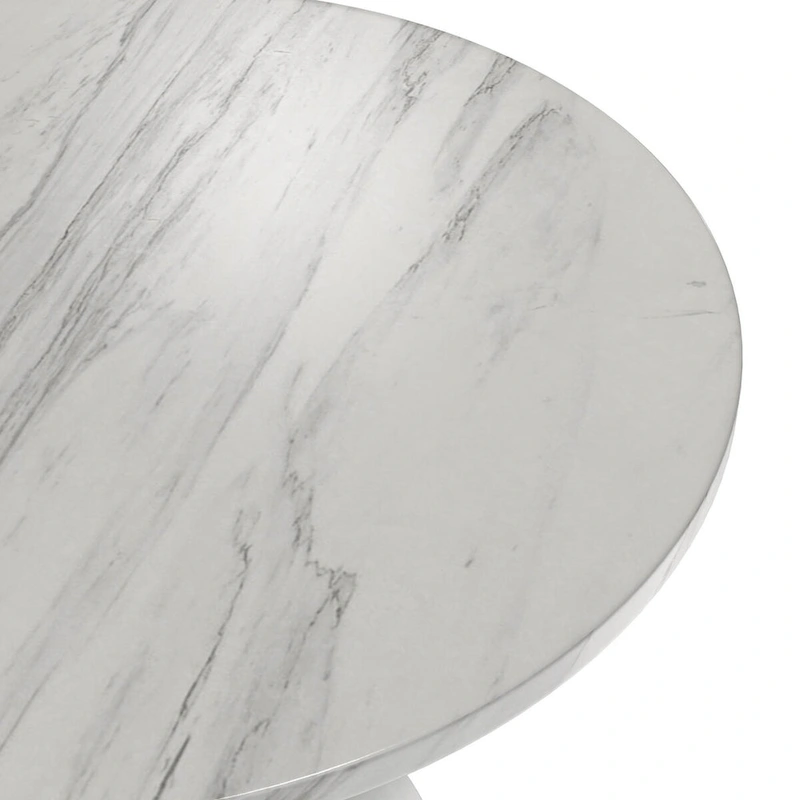 Verve Dining Table with a 36  Round Tabletop in White Steel Pedestal