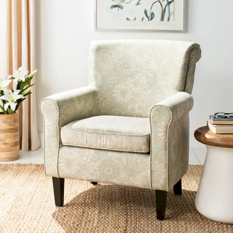 Gramercy Garden Motif Grey Club Chair - 30W x 33D x 32H