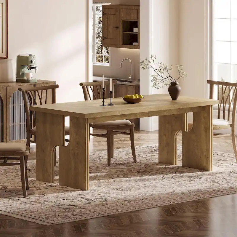 63 Dining Table Rectangle Kitchen Table with Modern Aesthetic Legs