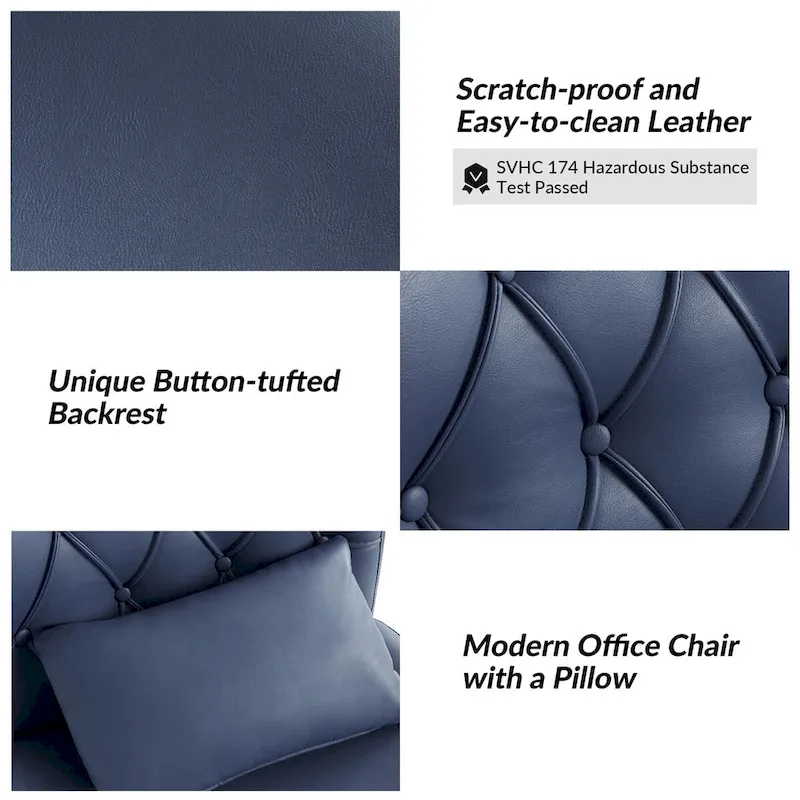 Charlie Modern Button-Tufted Swivel Tilting Office Chair with Pillow by HULALA HOME