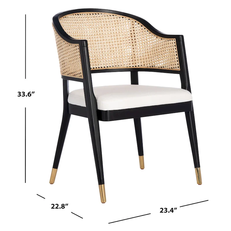 SAFAVIEH Couture Dominica Rattan Dining Chair - 23.4  W x 22.8  L x 33.6  H - 23 W x 23 D x 34 H