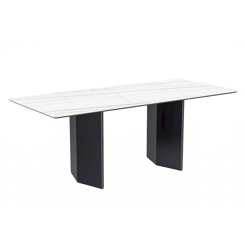 Lior Rectangular Dining Table with Glass/Sintered Stone Tabletop in Steel