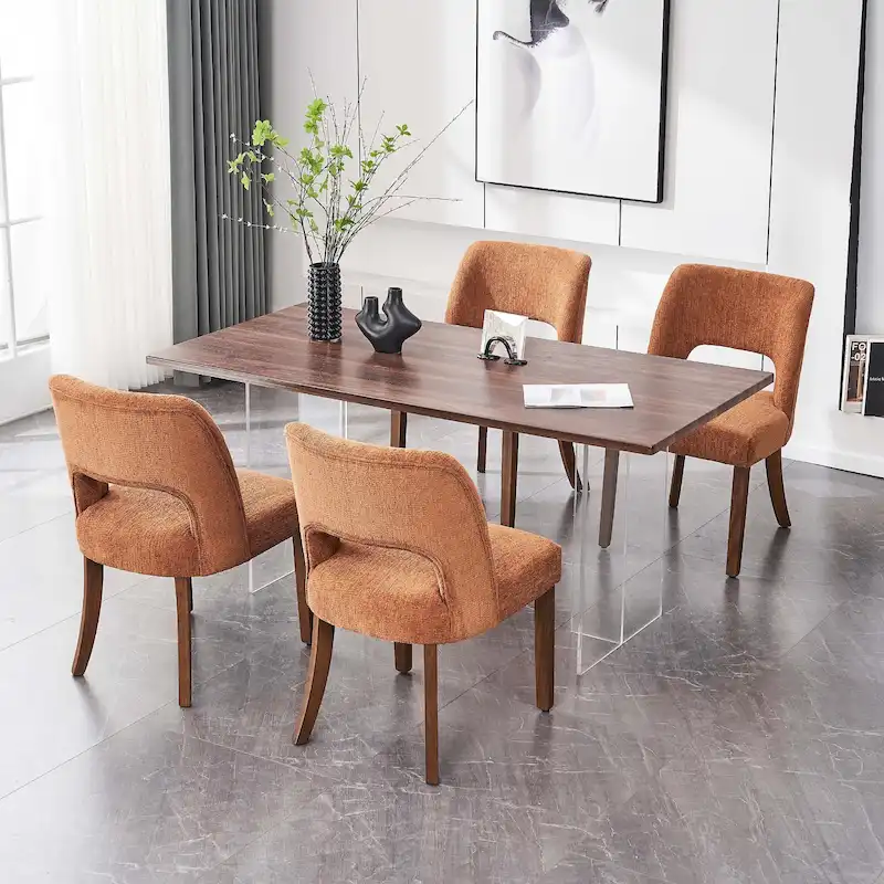 Set of 4 Fabric-upholstered Dining Chairs