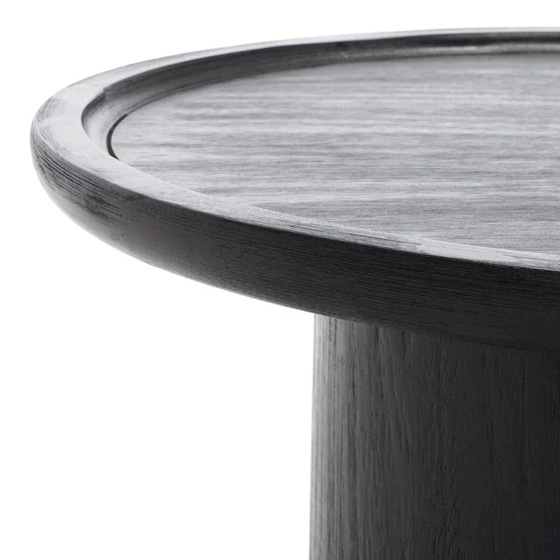 Round Pedestal Coffee Table – Natural / Dark Oak / Black / Black & White Wash, Farmhouse Style