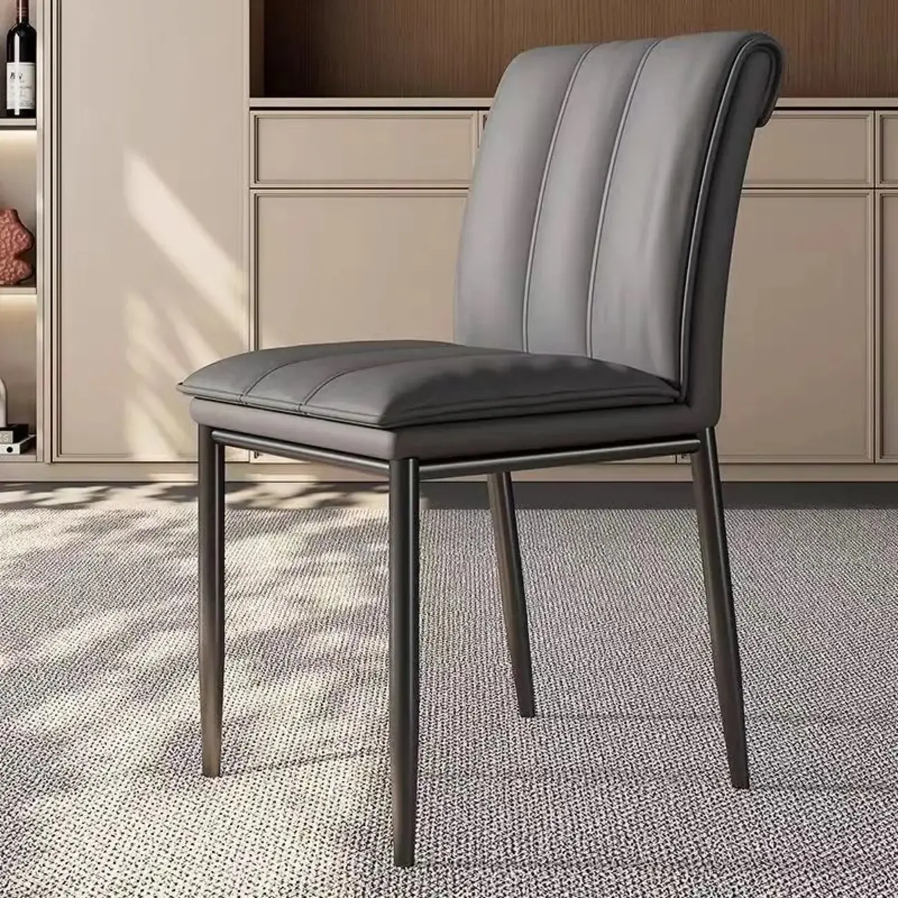 Low Back Upholstered Dining Chairs with Vertical Tufting
