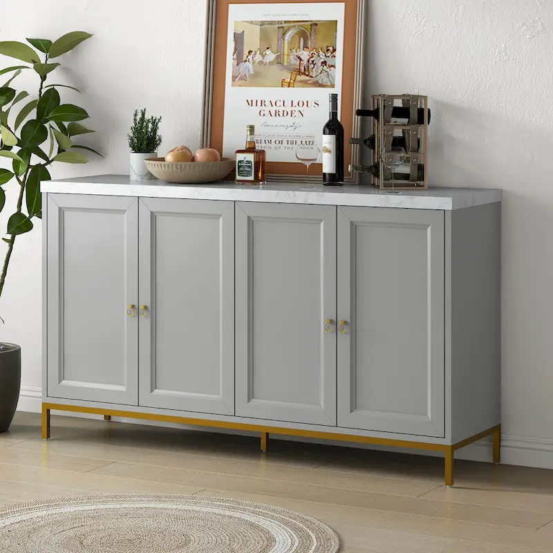 Modern Sideboard with Metal Handles and Support Legs