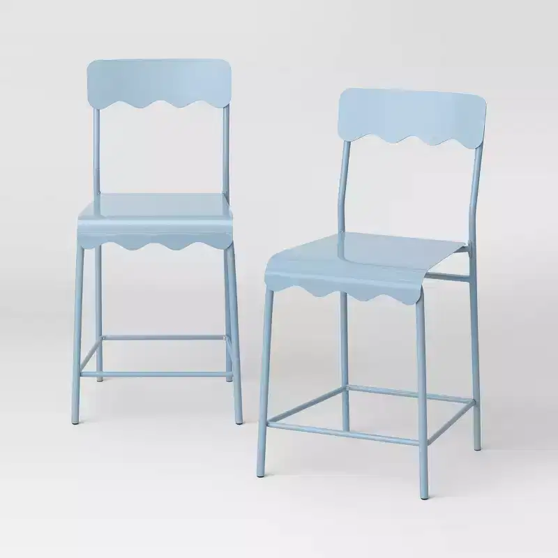 Set of 2 24 Wavy Metal Counter Height Barstool with Footrest - Room Essentials