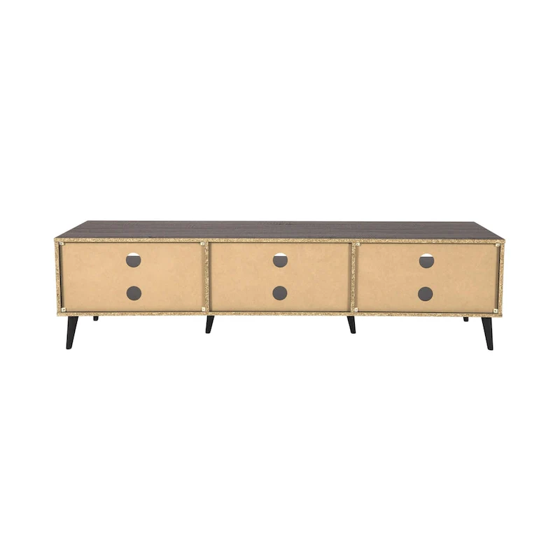 Brown/Grey & Grey TV Bench with Open Shelves, Fits TVs up to 85
