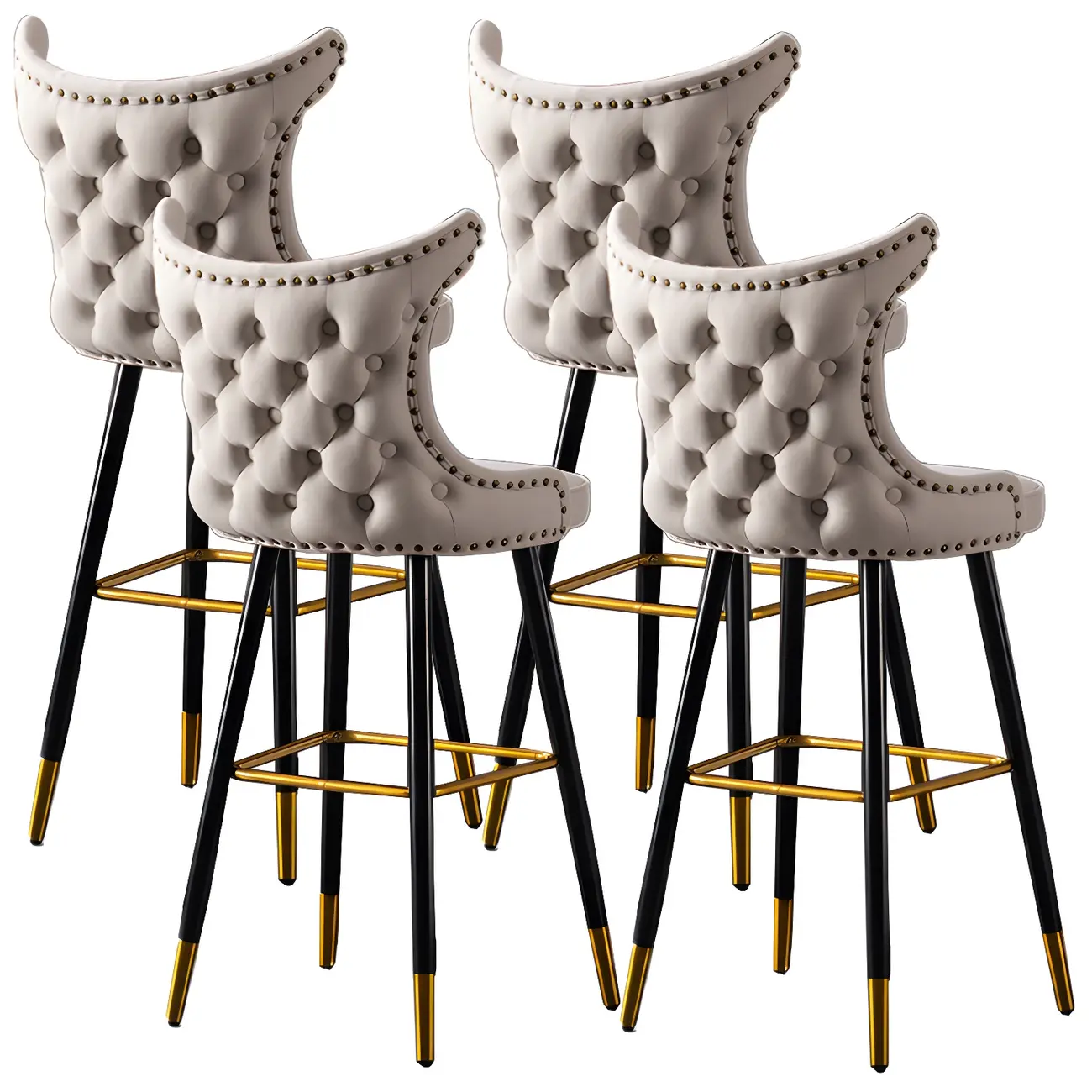 Velvet Upholstered Wingback Counter Height Bar Stools