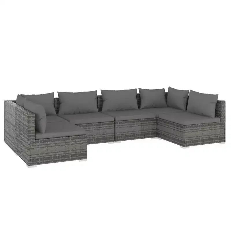vidaXL Patio Lounge Set with Cushions Poly Rattan