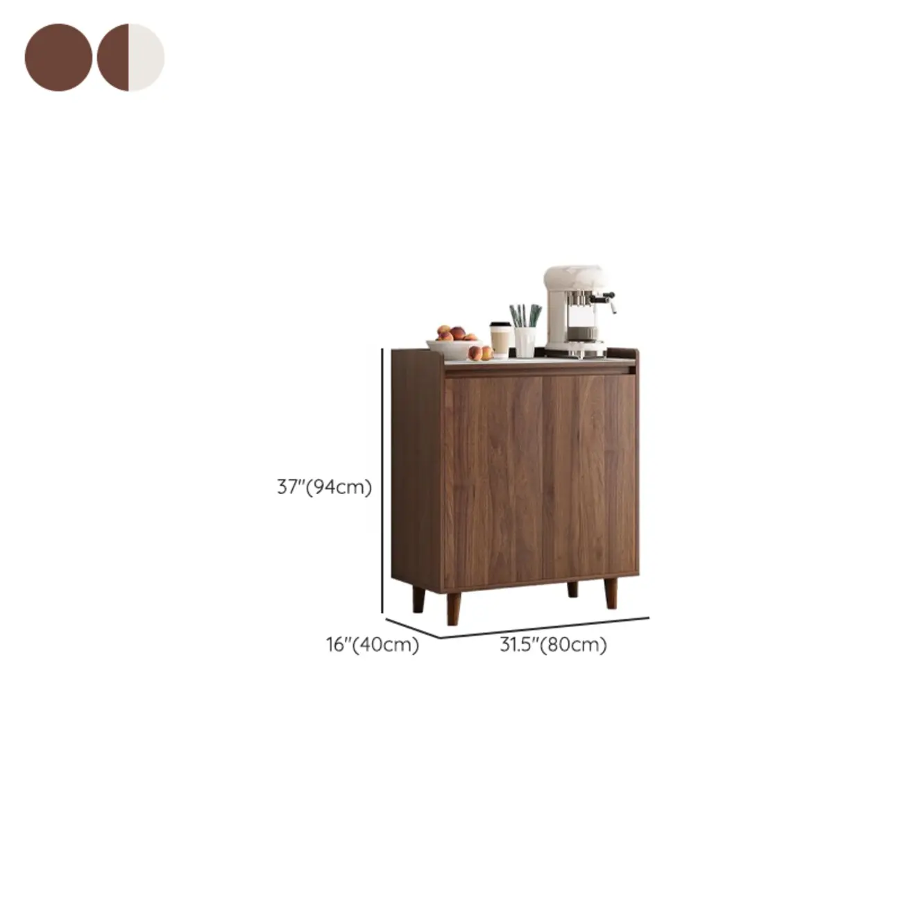 Modern Wood Sideboard with Glass Countertop