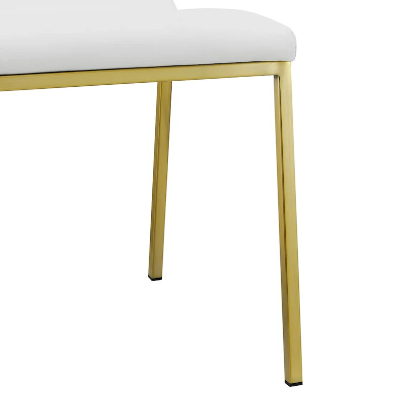 Scott Side Chair in White with Matte Brushed Gold Legs - Set of 2