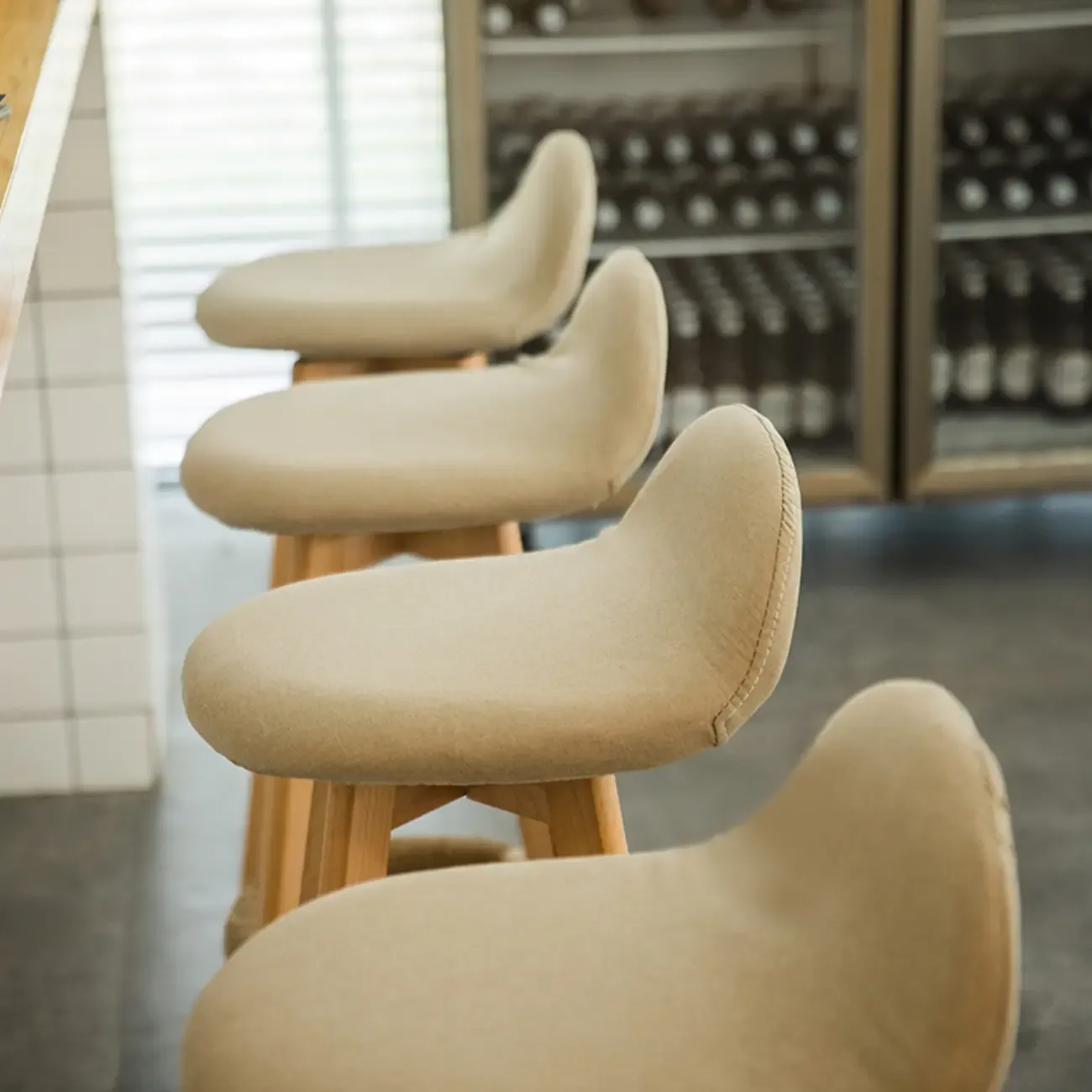 Scandinavian Wood Plush Seat Comfy Design Bar Stool