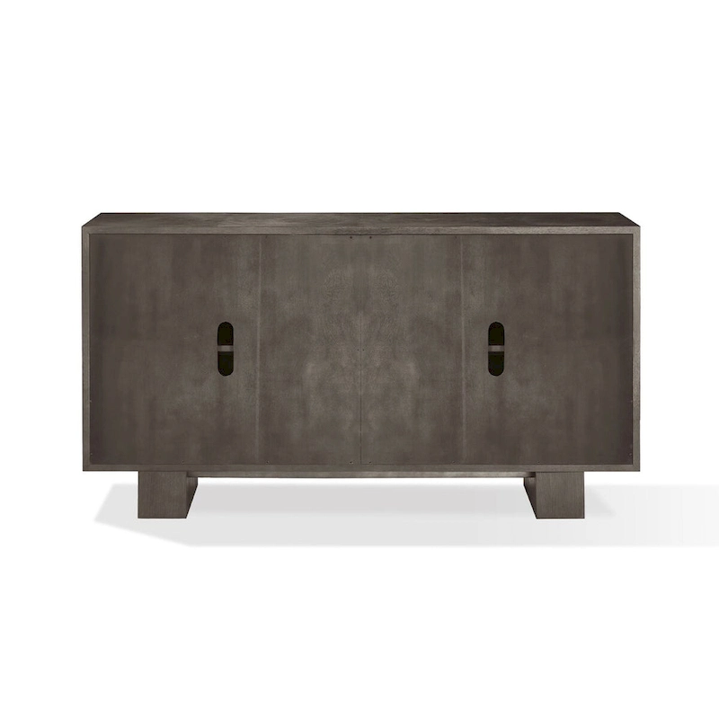 Mod 68 Inch Sideboard Buffet Cabinet, Rubberwood, Grain Details, Ash Gray