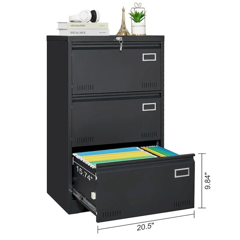 Metal Lateral 3 Drawer File Cabinet with Lock