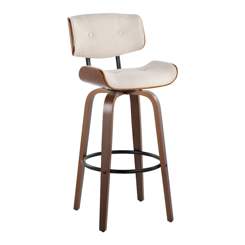 Carson Carrington Leksand 30 Fixed-Height Bar Stool with Bent Wood Legs (Set of 2)