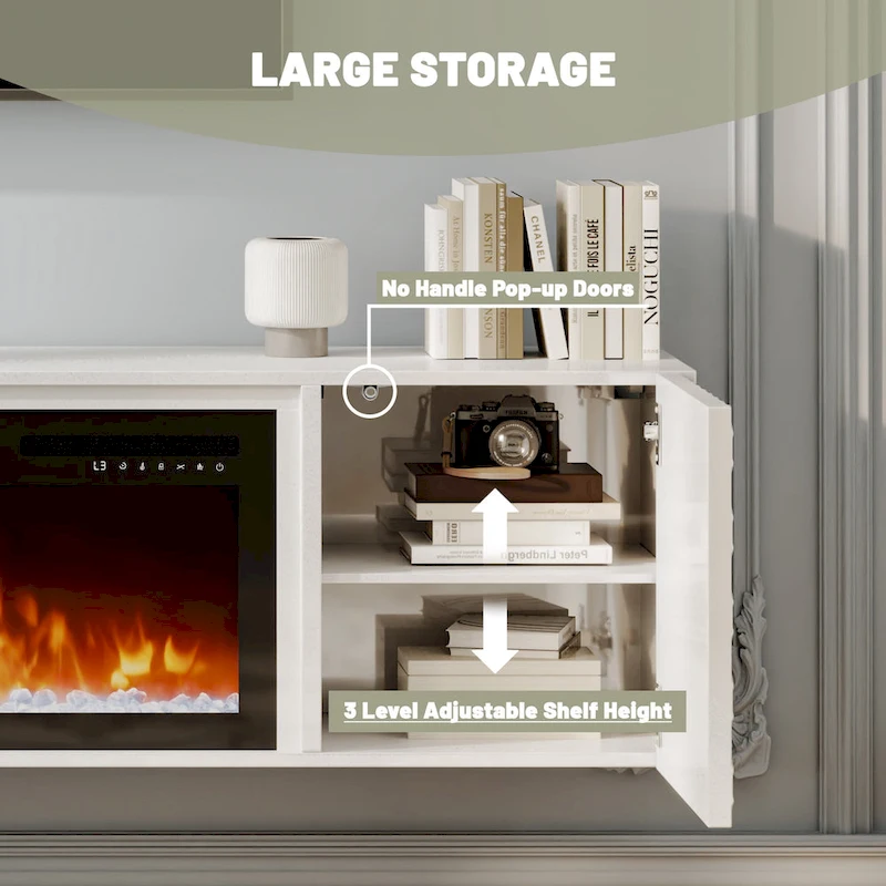 67 MDF Wall Mounted TV Stand with 36 Electric Fireplace