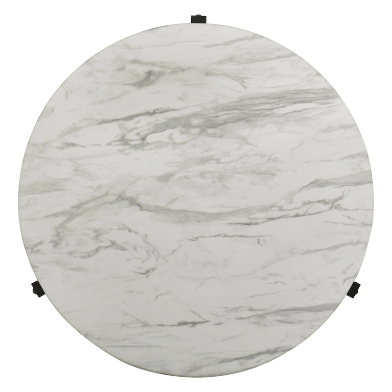 Myranda Faux White Marble and Black End Table