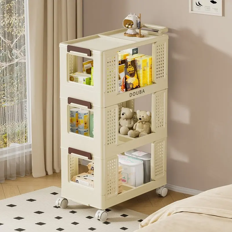 Mieres Slim Rolling Storage Cart, 4 Tiers Bathroom Organizer Utility Cart, Mobile Shelving Utility Rolling Cart