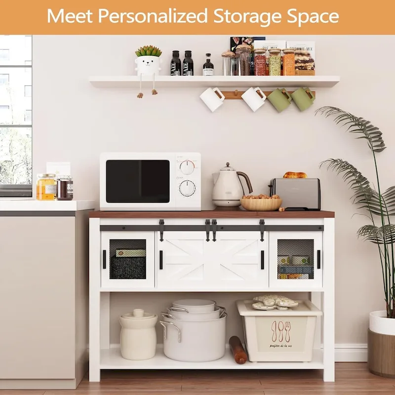 Farmhouse & Industrial Rustic Console Table with Shelf