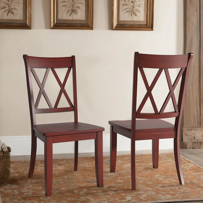 Ronda Double X Back Wood Dining Chairs (Set of 2)