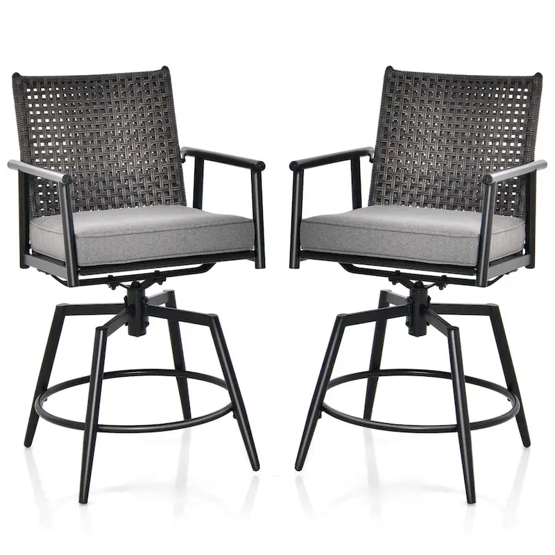 Costway 360 Swivel Bar Stool Set of 2 Counter Height Bar Chair with - See Details