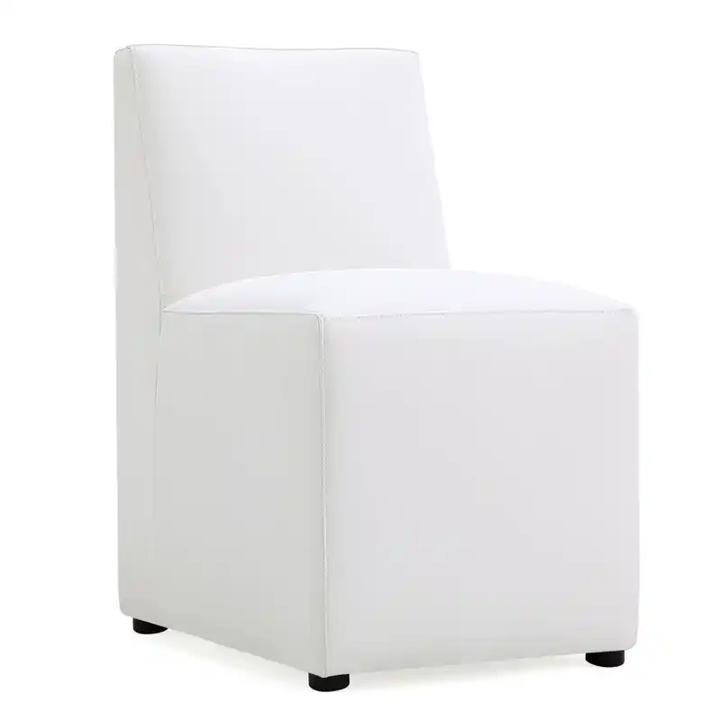 Modern Square Faux Leather Dining Chair, Mid-Century Style, Black Metal Legs
