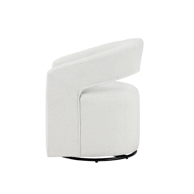 Boucle Swivel Barrel Chair - White/Charcoal - Single Seat