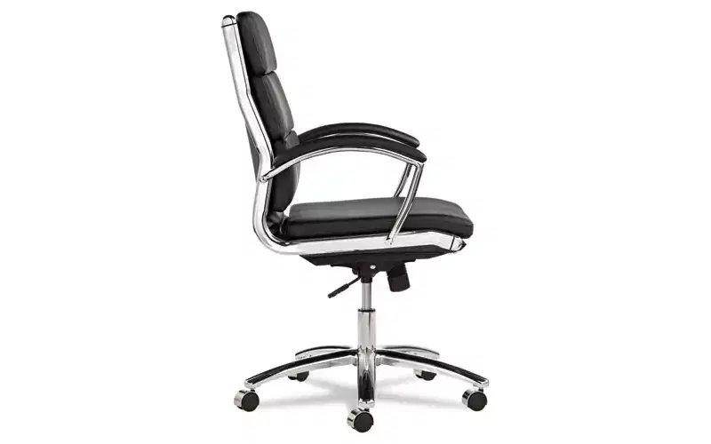 Alera Alera Neratoli Mid-Back Slim Profile Chair, Faux Leather, Supports Up to 275 lb, Black Seat/Back, Chrome Base