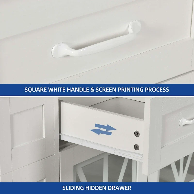 Moasis 47 Kitchen Island With Drop Leaf & 2 Bar Stools