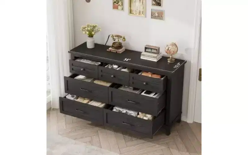 7 Dresser for Bedroom, 54 Wide Drawer Dresser with Storage Freestanding, Wooden Closet Storage Chest for Living Room, Bedroom, Entryway