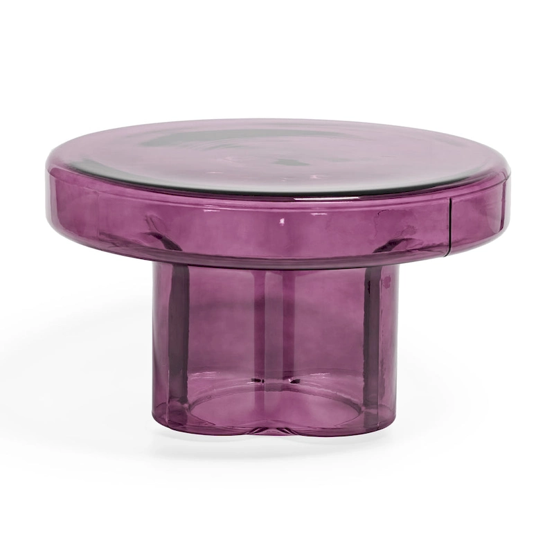 Modern Artistic Flower Glass Round Coffee Table Side Table