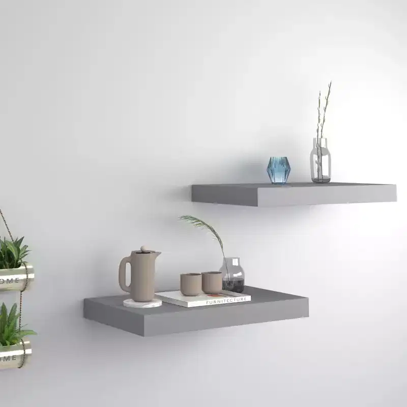 Floating Wall Shelves 2 pcs Gray 15.7x9.1x1.5 MDF