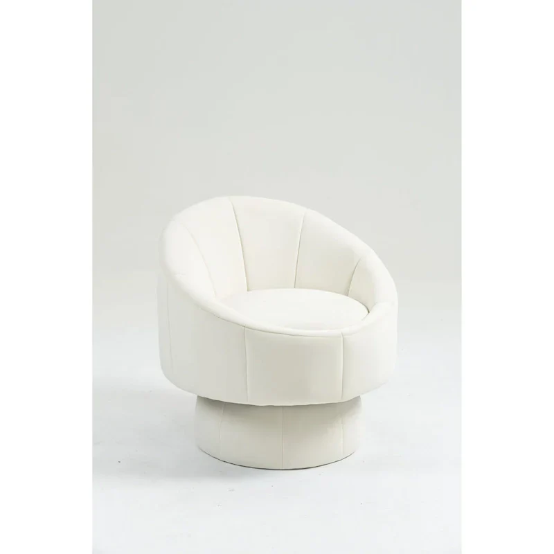 Modern 28.75 Velvet Upholstered 360 Swivel Accent Chair with Wood Frame and Waist Cushion