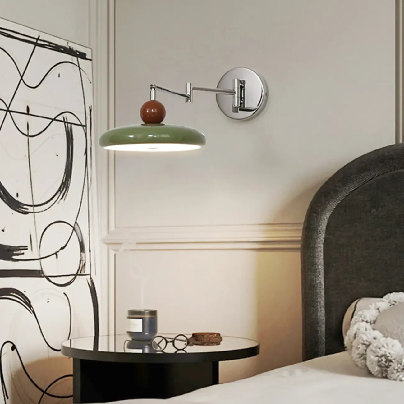 Indoor Swing Arm Wall Light with Metal Finish