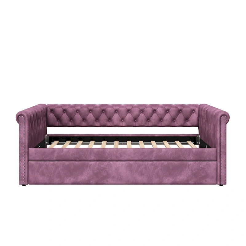Christopher Knight Home - Augusta Velvet Upholstered Tufted Daybed with Trundle Design