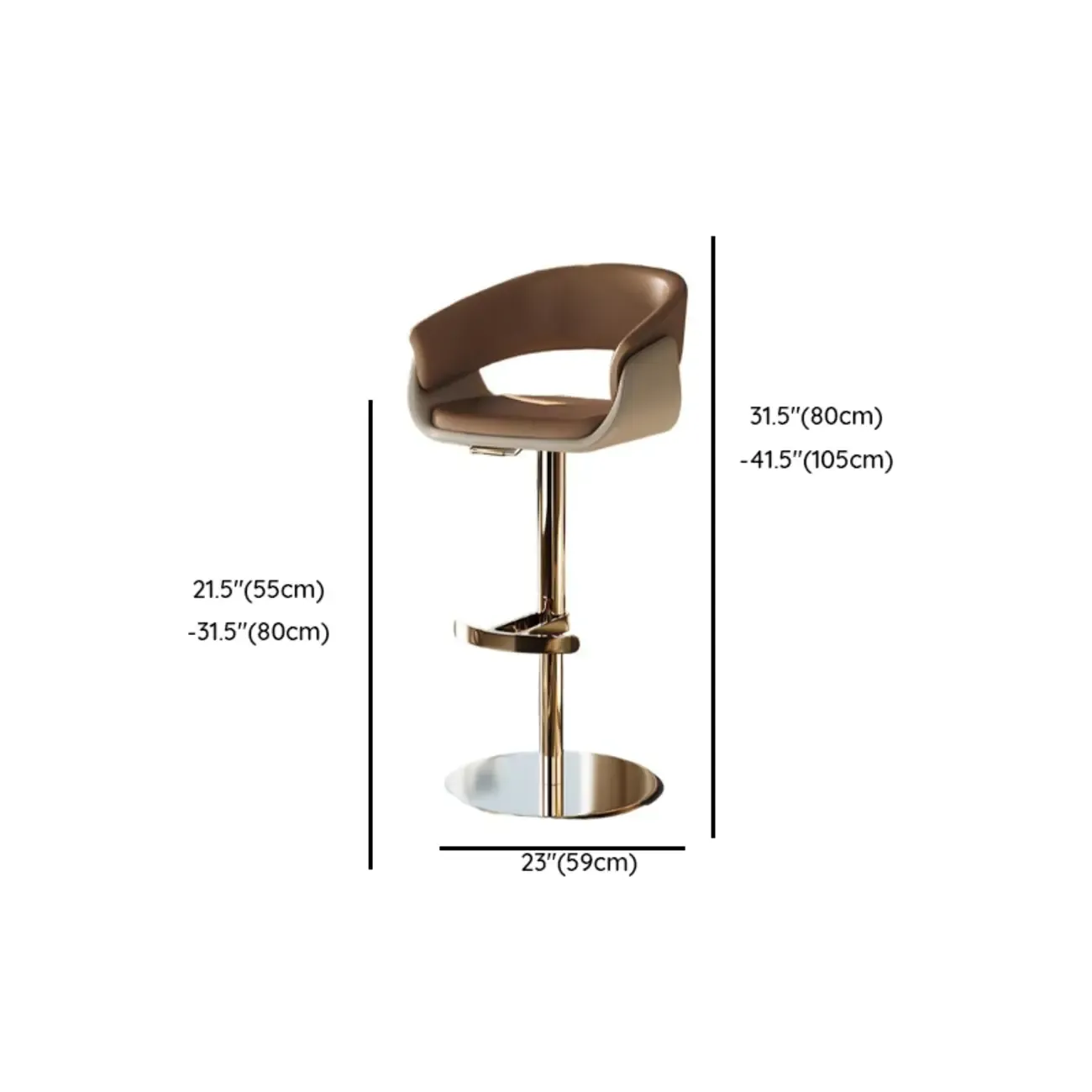 Brown Swivel Genuine Leather Counter Stools with Backs