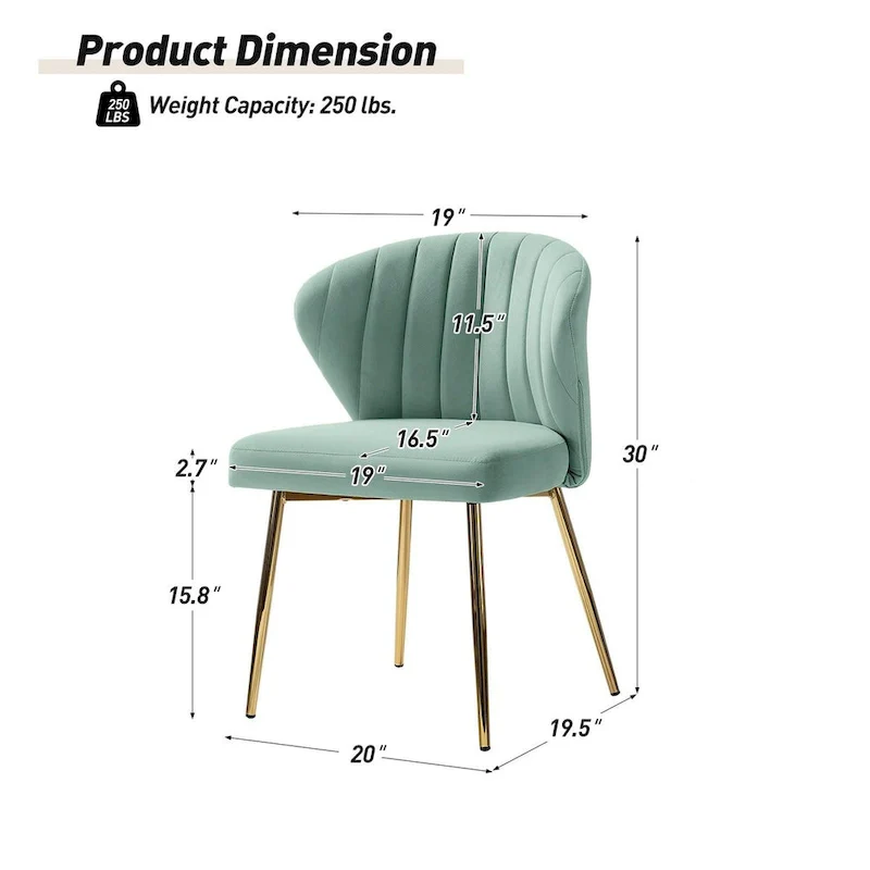 Barbara Side Chair with Metal Base Set of 4 by HULALA HOME