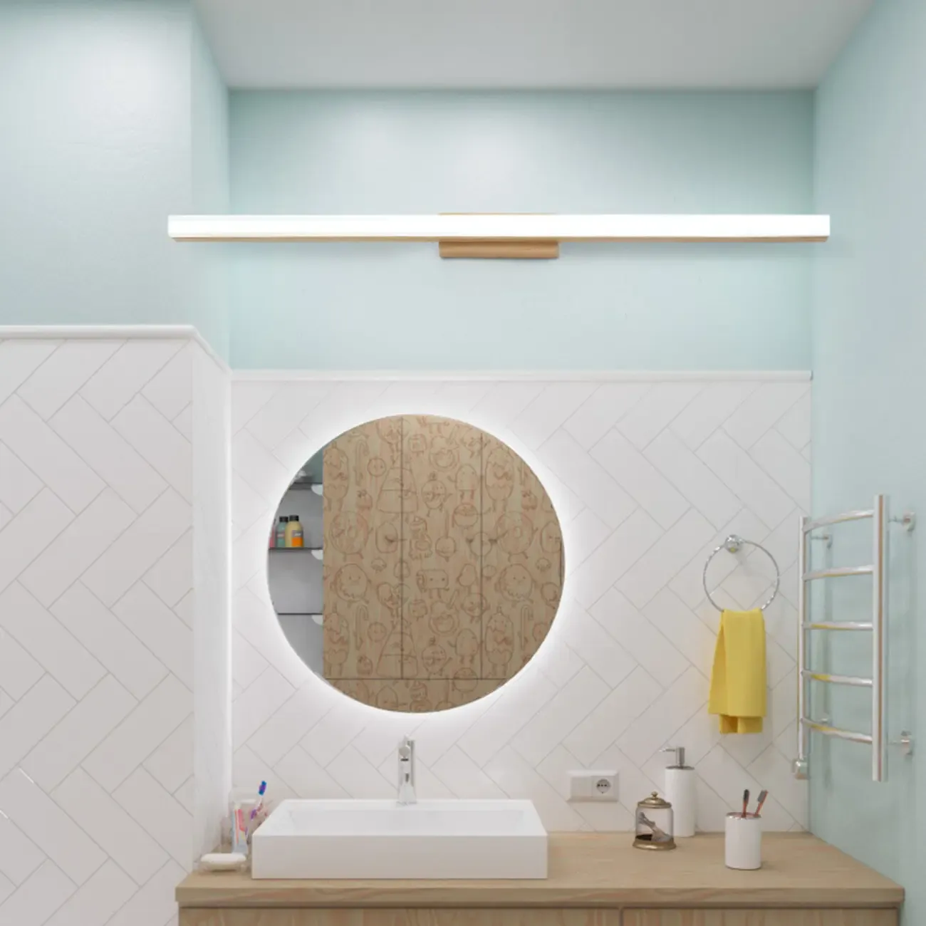 Elegant Wooden Vanity Light with Acrylic Shade for Bathroom