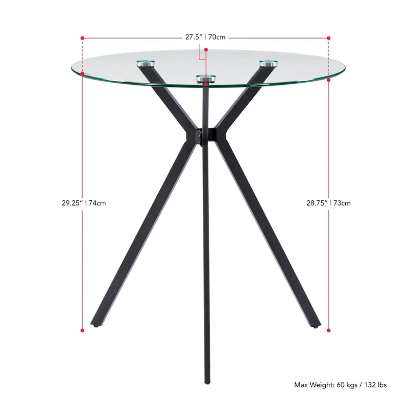 Eliana Glass Top Bistro Table
