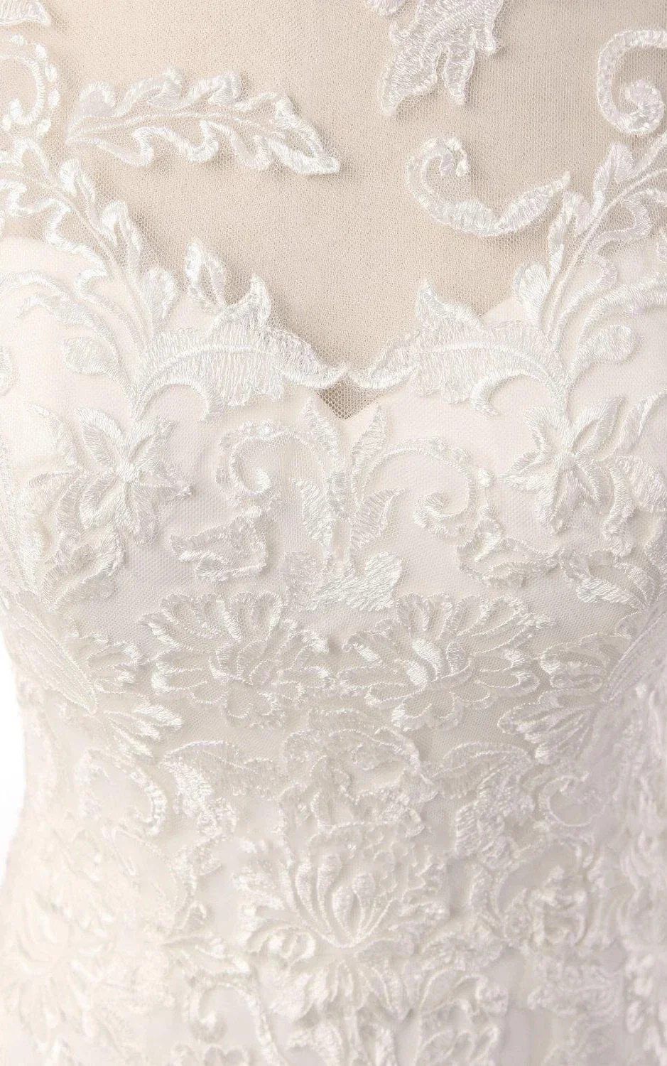 Mermaid Long Sleeve Lace Dress With Embroideries Illusion