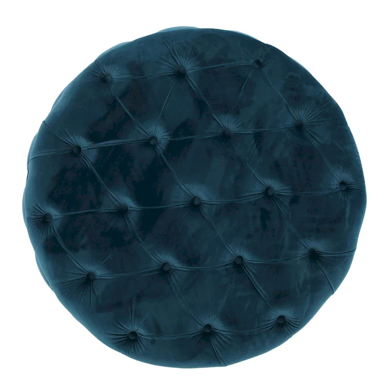 Zelfa Modern Glam Tufted Velvet Round Ottoman by Christopher Knight Home
