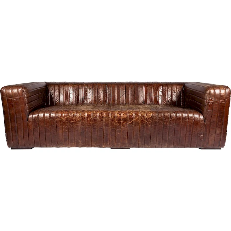 Aurelle Home Caolo Modern Channel-Stitched Leather Sofa
