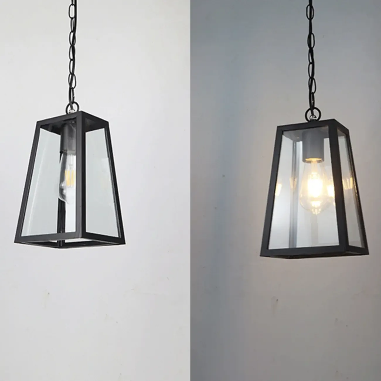Industrial Black Metal Courtyard Pendant Lights in Adjustable