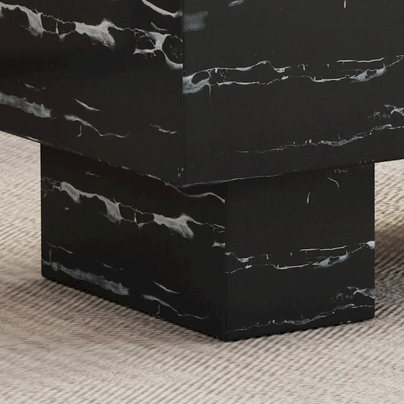 43.3 MDF Coffee Table with Black Marble Texture, 300lbs Capacity