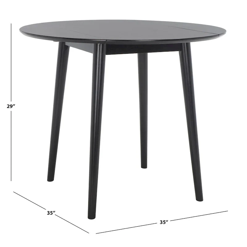 Dark Wood Folding Round Dining Table - Seats 2-4